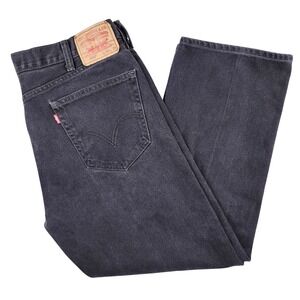 Levi 505 Straight Fit Jeans Mens 38x29 (38x27) Faded Black Denim Cotton Classic